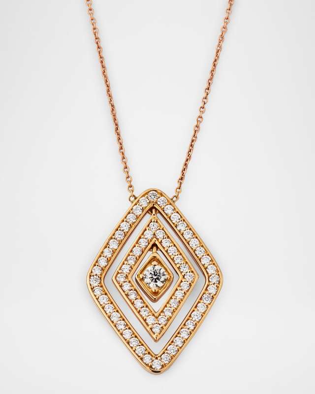 18K Rose Gold Diamond Pave Large Diamond Necklace